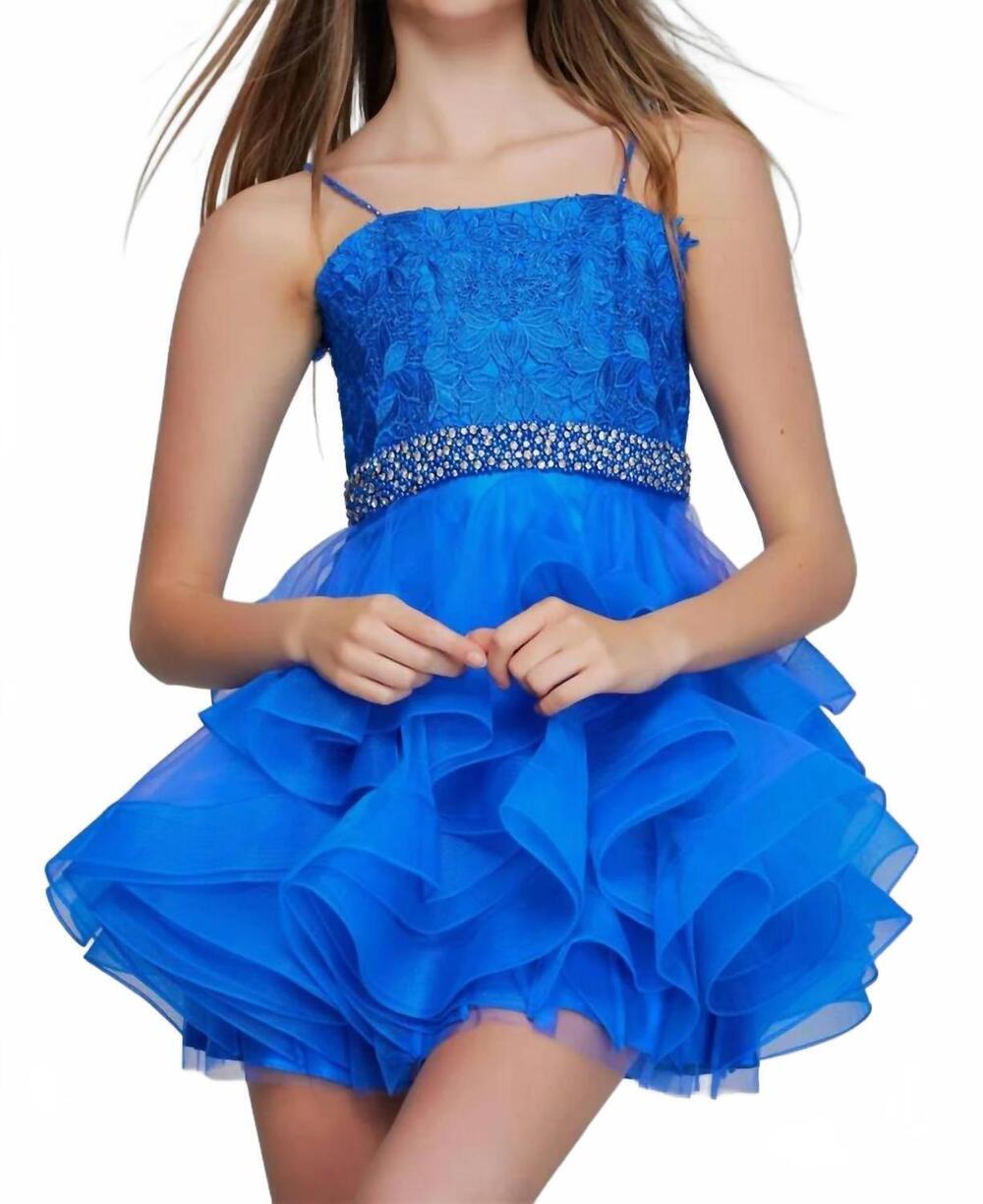 NEW JOVANI short beaded cocktail dress in cobalt